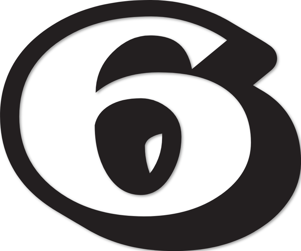 Chiffre 6 aspect 3D autocollant en vinyle