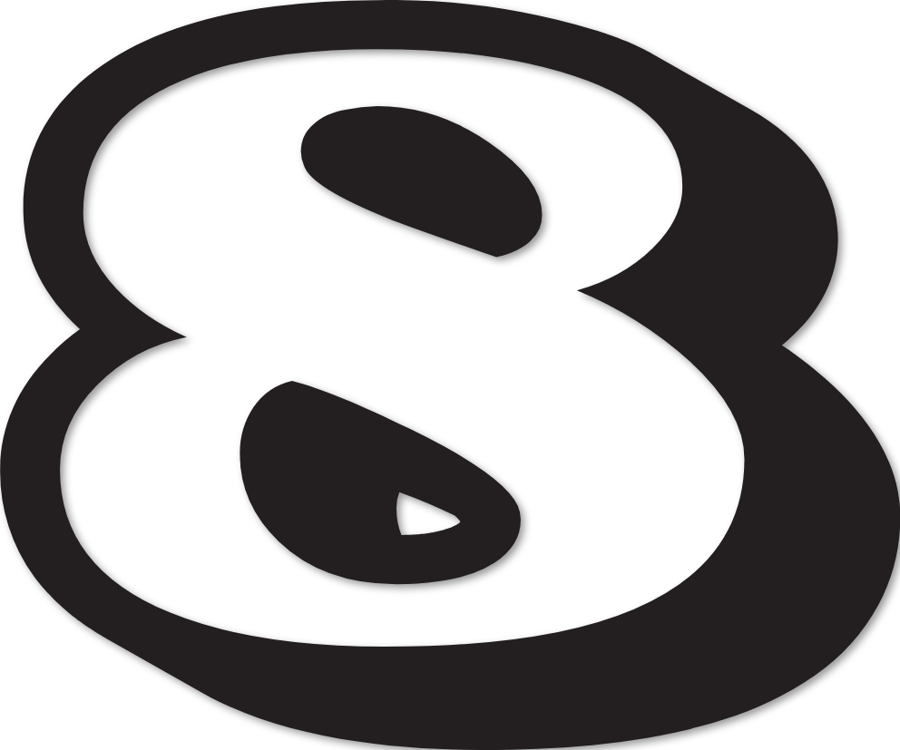 Chiffre 8 aspect 3D autocollant en vinyle