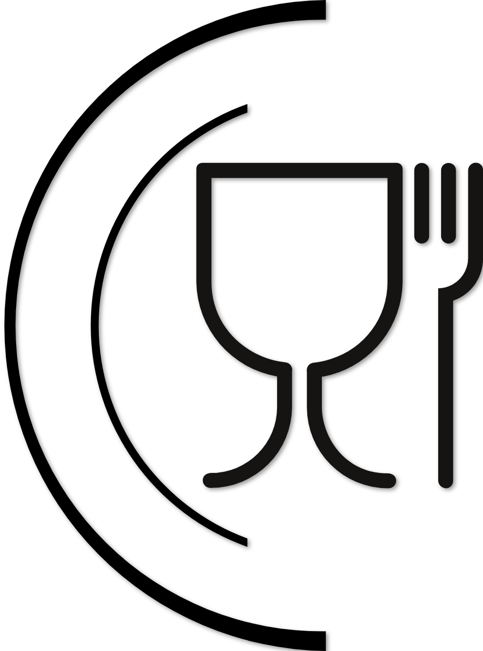 Demi assiette verre fourchette