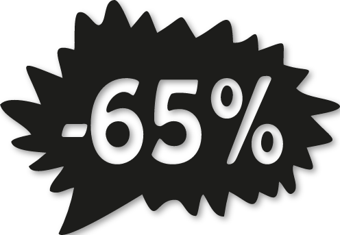 Étiquette soldes promotion -65%