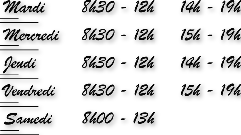 Horaires ouverture sur 5 lignes