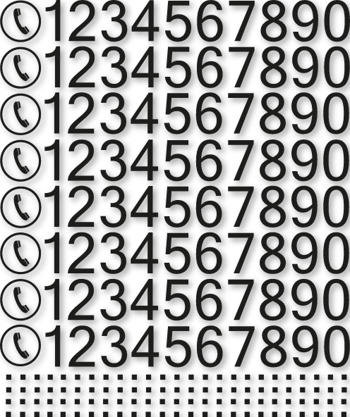 Kit numéros avec logo téléphone H3,5cm autocollant