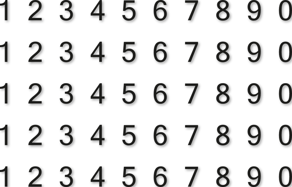H1 cm - Planche de chiffres autocollants - 5 x 10 chiffres