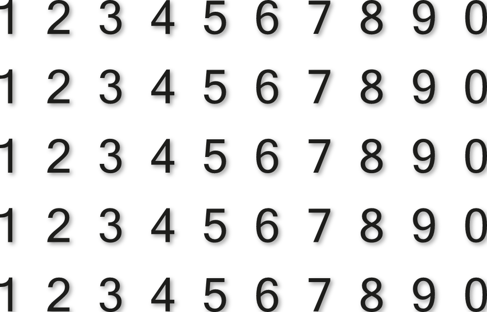 H2 cm - Planche de chiffres autocollants - 5 x 10 chiffres