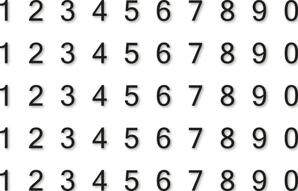 H3,5 cm - Planche de chiffres autocollants - 5 x 10 chiffres