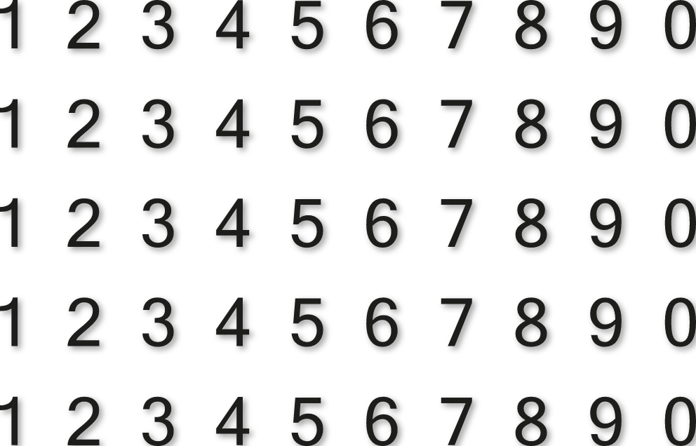 H3 cm - Planche de chiffres autocollants - 5 x 10 chiffres