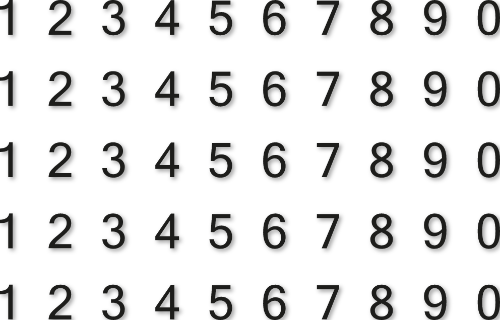 H4,5 cm - Planche de chiffres autocollants - 5 x 10 chiffres