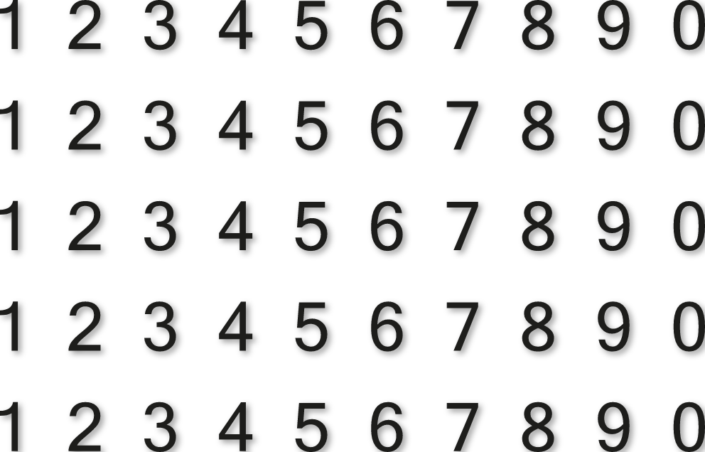 H5,5 cm - Planche de chiffres autocollants - 5 x 10 chiffres
