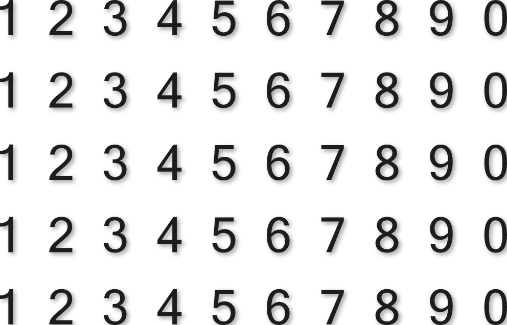 H5 cm - Planche de chiffres autocollants - 5 x 10 chiffres