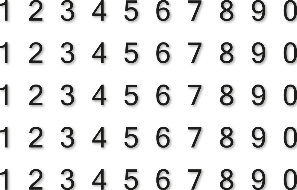 H6 cm Planche de chiffres autocollants - 5 x 10 chiffres