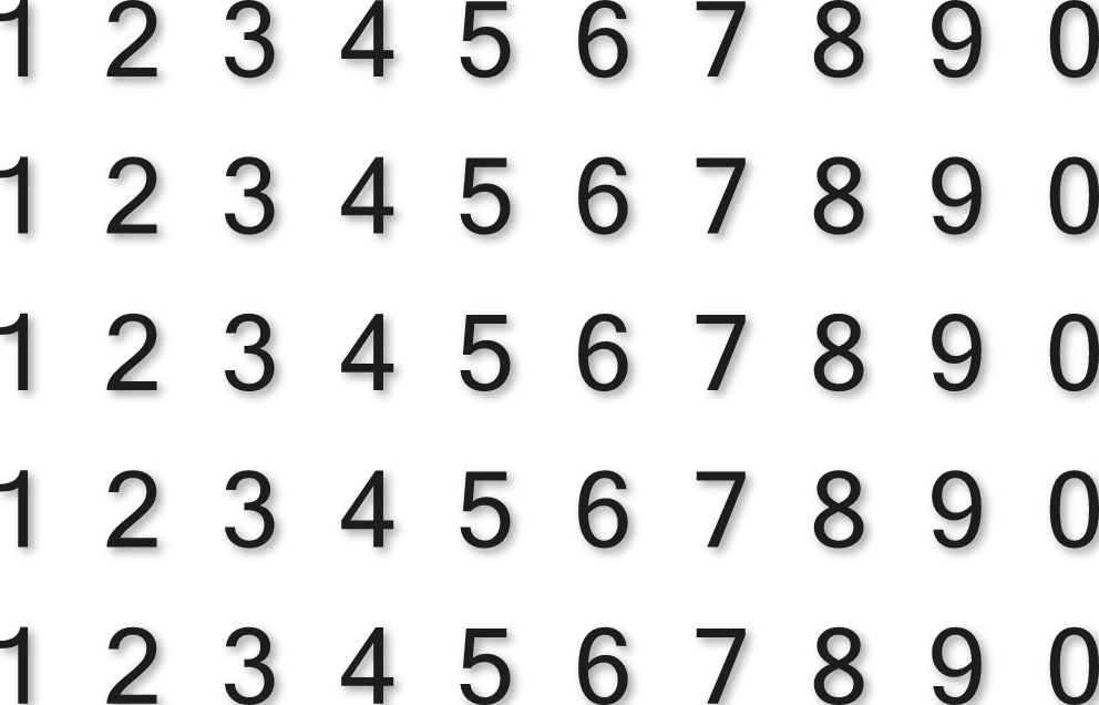 H7 cm - Planche de chiffres autocollants - 5 x 10 chiffres