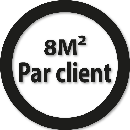 Règle des 8m² par client