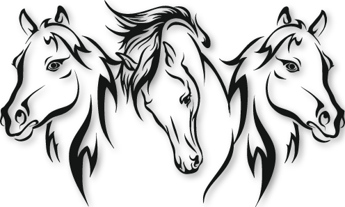 Silhouette trois têtes de cheval