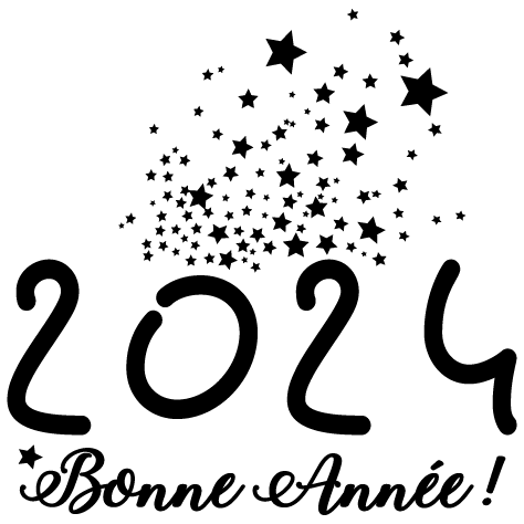 Sticker bonne année 2024 - Flocage pour décoration vitrine de noël