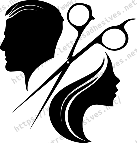 Sticker ciseaux têtes Homme et Femme