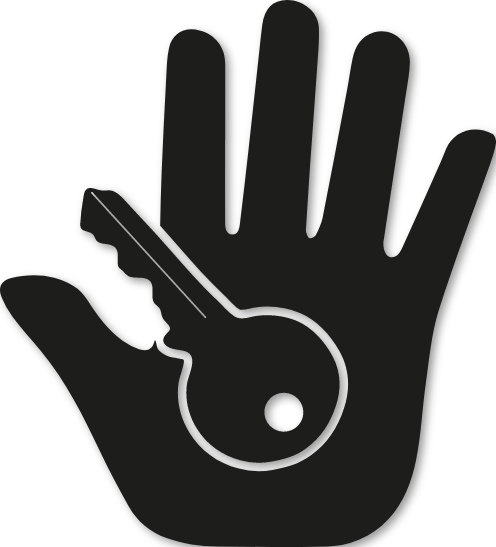 Sticker clef de serrure dans la main
