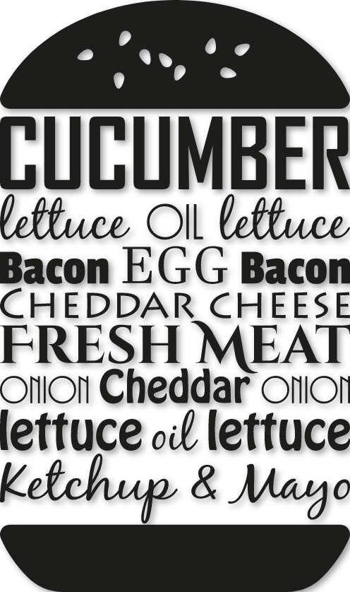 Stickers design burger lettres