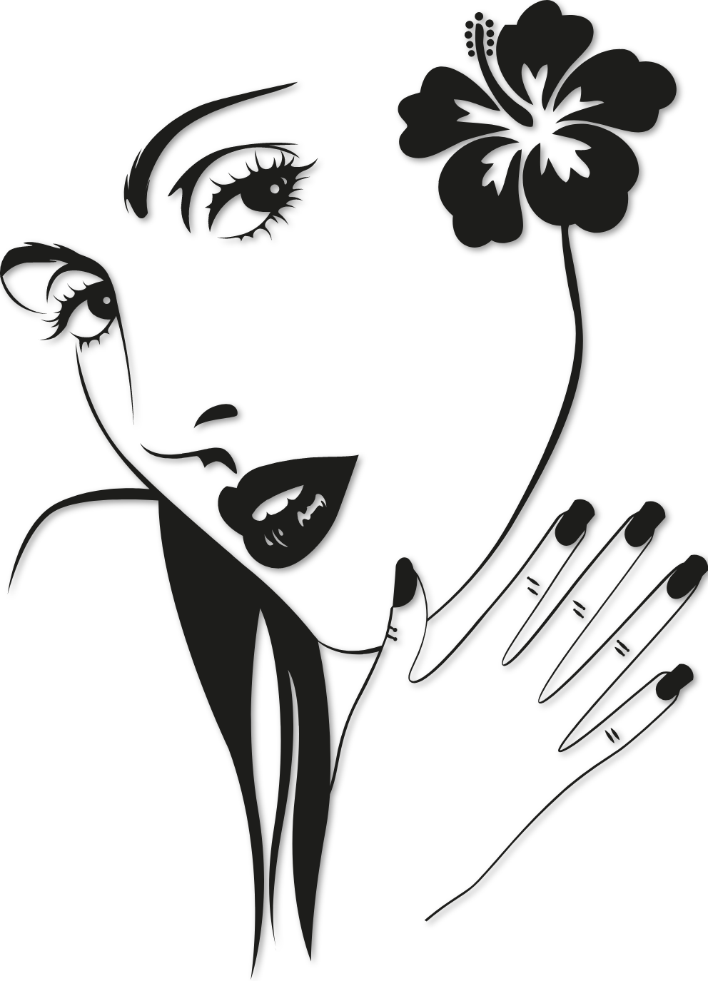 Sticker esthéticienne fleurs hawaïenne