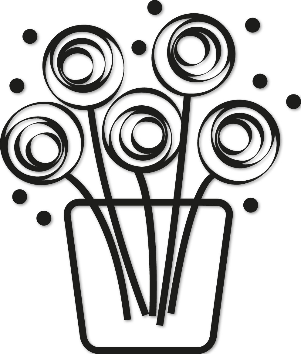 Sticker fleurs en pot