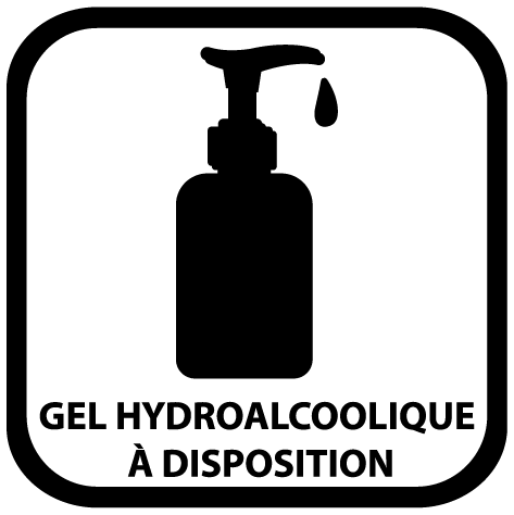 Sticker gel hydroalcoolique à disposition