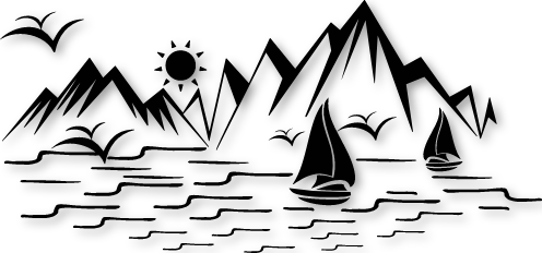 Sticker paysage mer montagne