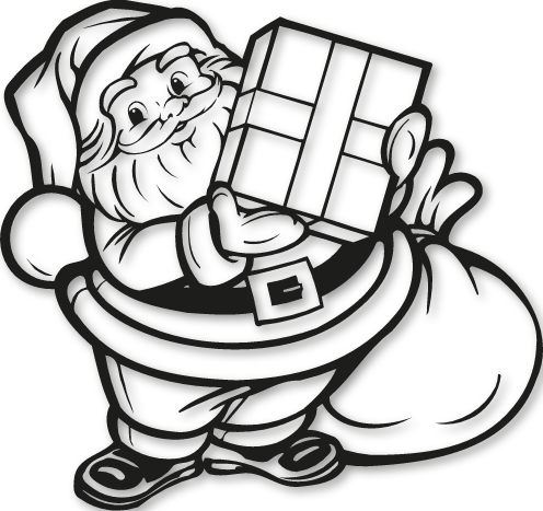 Sticker père noël avec sa hotte