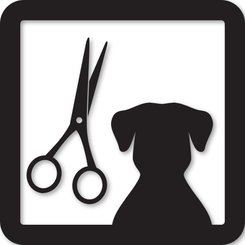 Sticker picto chien ciseaux