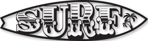 Sticker planche de surf vague et palmier