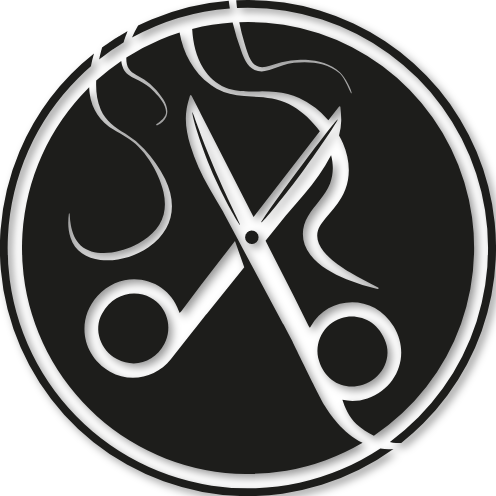 Sticker rond coiffure ciseaux