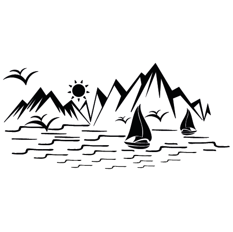 Sticker paysage mer montagne