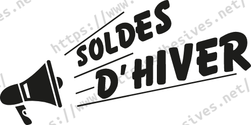 Sticker vitrine soldes hiver porte voix